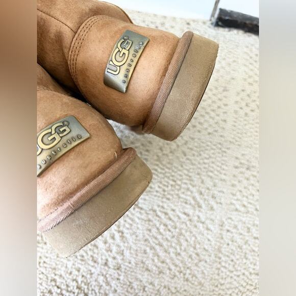 Ugg Australia Alber boots tall full zip brown suede sheepskin winter fall boot 9 - Picture 12 of 15